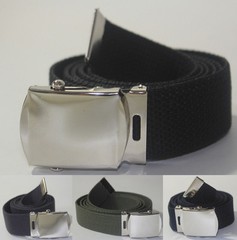 NEW ADJUSTABLE 56&Prime; INCH ASSORTED CANVAS MILITARY WEB UNIFORM BELT CHROME BUCKLE