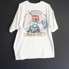 Vintage Pirates Lair Graphic Tee Motorcycle Skull Sword T-Shirt Mens XL