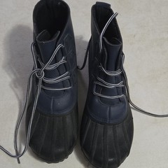 Men&rsquo;s Blue/Black Lace-Up Ankle Duck Boots Coated Leather Upper Rubber Sole 9