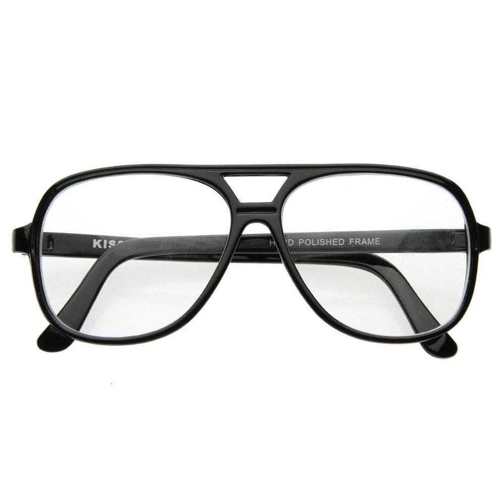 Retro 1980&rsquo;s Basic Square Aviator Clear Lens Glasses 8043
