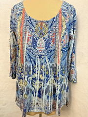Womens LIVE & LET LIVE Multi Color Patterned Knit Top Size XL Long Sleeve NWT