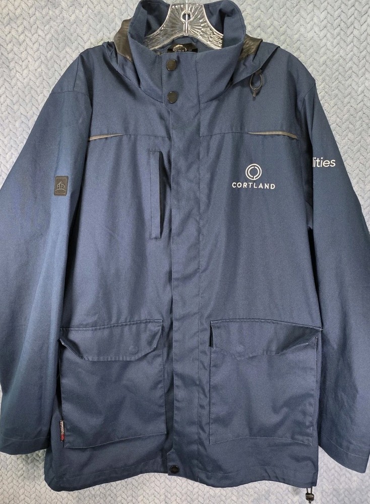 Stormtech Performance Navy Full Zip Up Jacket Men Size Medium Hooded All Weather
