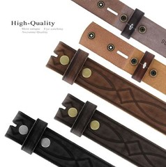 Genuine One Piece Full Grain Leather Hand Tooled Engraved Belt Strap 1-1/2&Prime; Wide