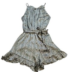 Allie Rose Green Floral Ruffle Romper SZ: M