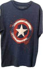 T-Shirt Marvel Captain America Medium Graphic W/Star Red White Distressed Blue