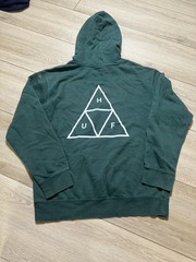 HUF Logo Pullover Hoodie Green Size M