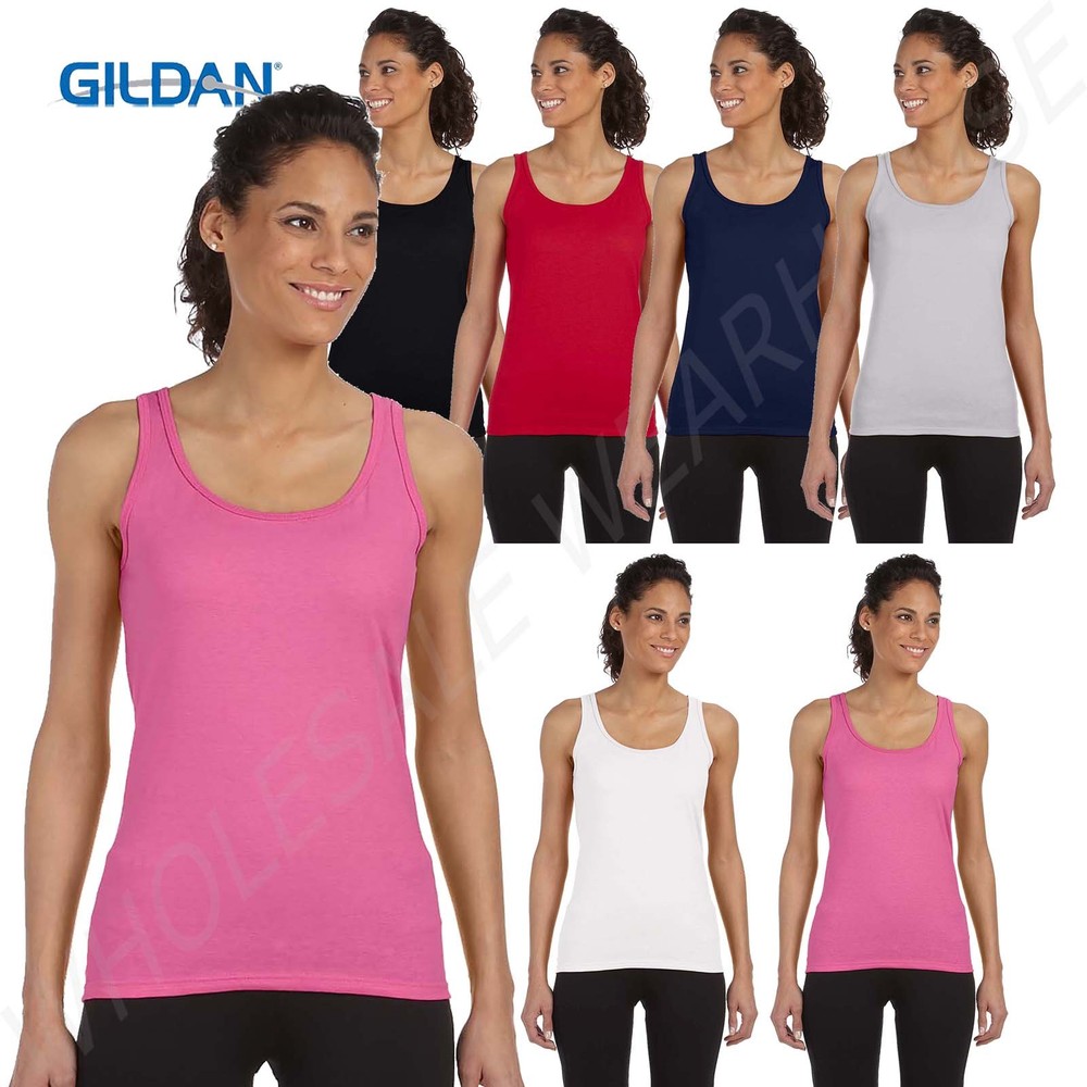 Gildan Womens Tank Top Soft Style 4.5 oz Junior Fit Sleeveless G642L
