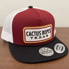 Hooey Cactus Ropes Texas Patch Maroon Black White Mesh Snapback Trucker Hat Cap