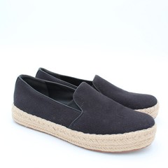 Vince Jute Espadrille Womens 9.5 Black Canvas Slip On Comfort Shoe Minimalist