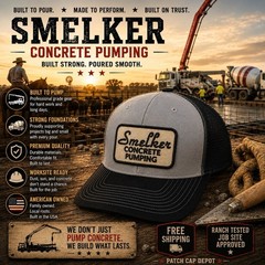Smelker Concrete Pumping Patch Hat – Richardson 112 Trucker Cap – Free Ship