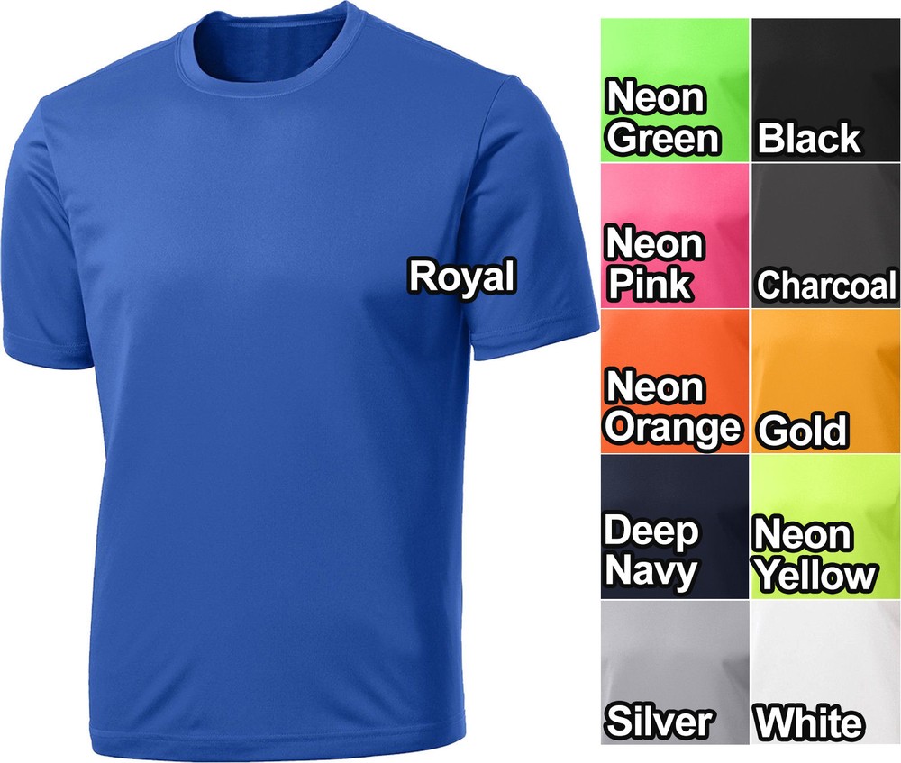 Mens Dry Fit T-Shirt Workout Moisture Wicking Tee S, M, L, XL, 2XL, 3XL, 4XL NEW