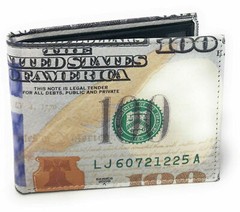 USA 100 Dollar Print Men&rsquo;s Leather Bifold Novelty Wallet