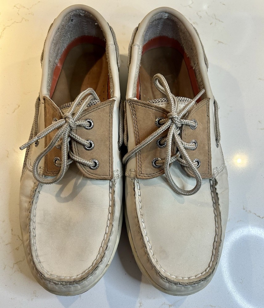 Men&rsquo;s Sperrys Boat Shoe Size Authentic Original 10M L-6 CH133 Ivory And Tan