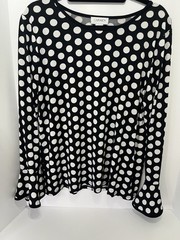 Carmen Marc Valvo Women&rsquo;s Bell Sleeve Black And White Polka Dot, Size XL, A223