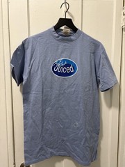 Vintage Juiced Shirt Mens Medium Blue Ocean Spray Parody Tee Liquid Blue 90s