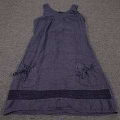 Rebecca Queen Dress Womens Small Purple Linen Sleeveless Midi Pockets Bow Detail