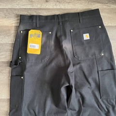 NWT Carhartt Mens 36×34 Loose Fit Firm Duck Double Knee Black Utility Work READ
