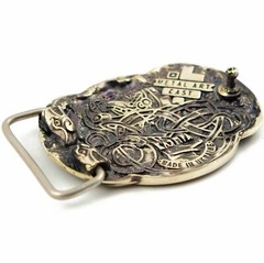 German silver belt buckle Jormungandr, World Serpent buckle, Dragon buckle